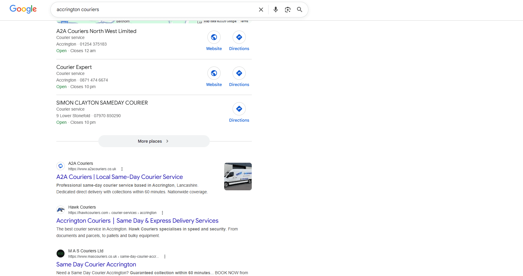 Position #1 for 'accrington couriers'